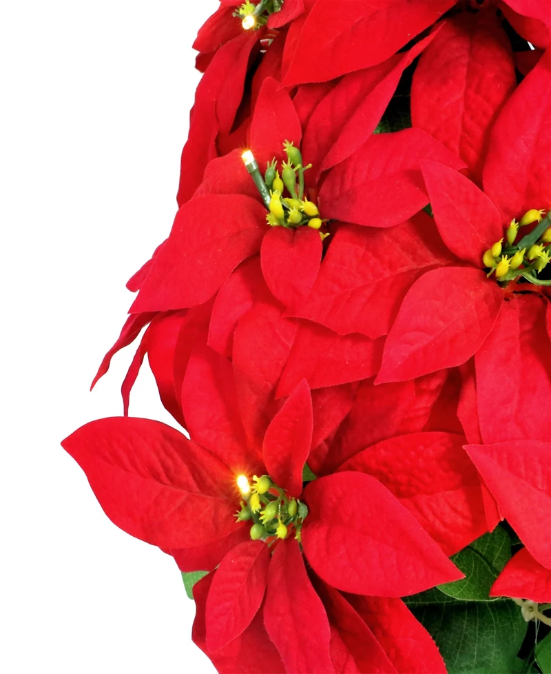 Puleo 19" Pre-Lit Artificial Potted Poinsettias