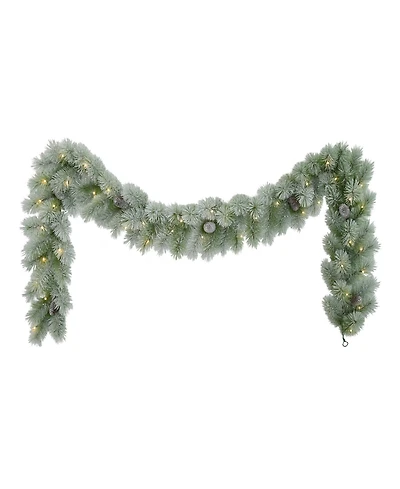 Puleo 9' x 10" Pre-Lit Flocked Garland