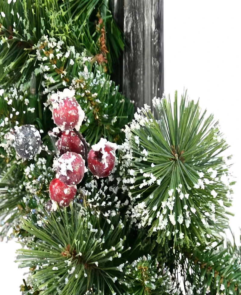 Puleo 7' Pre-Lit Artificial Adorned Lamp Post with Branch Tips and Led Lights