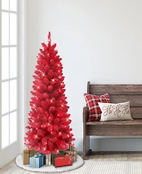 Puleo 4.5' Pre-Lit Artificial Flocked Fashion Tree