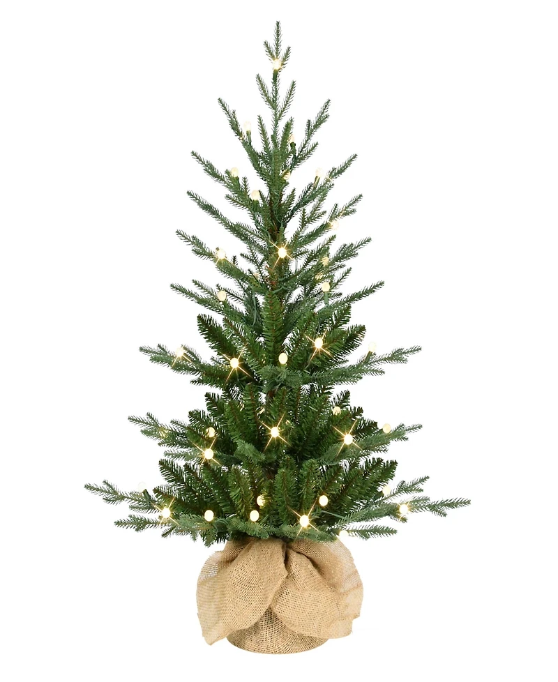 Puleo 3' Pre-Lit Artificial Christmas Tree in Burlap Sac Base