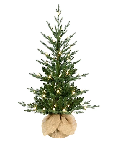 Puleo 3' Pre-Lit Artificial Christmas Tree in Burlap Sac Base
