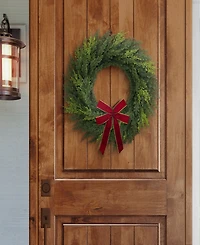 Puleo 22" Artificial Cypress Christmas Wreath with Bow
