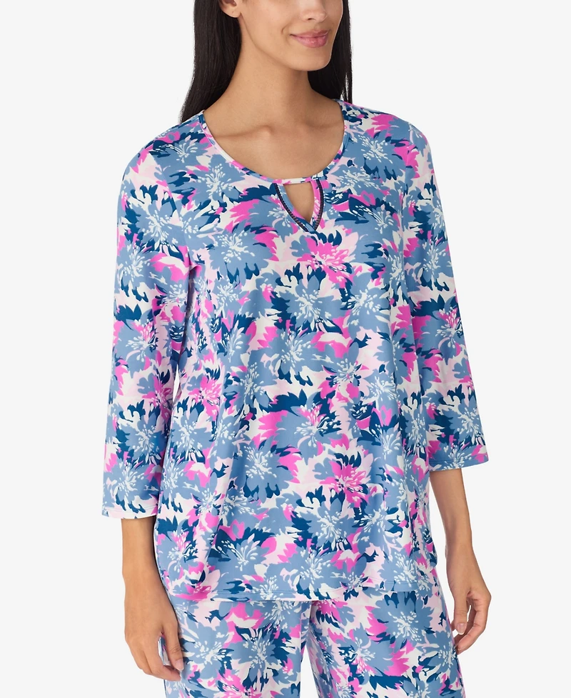 Ellen Tracy Women's 2-Piece 3/4-Sleeve Top and Pants Pajama Set
