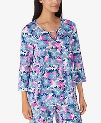 Ellen Tracy Women's 2-Piece 3/4-Sleeve Top and Pants Pajama Set