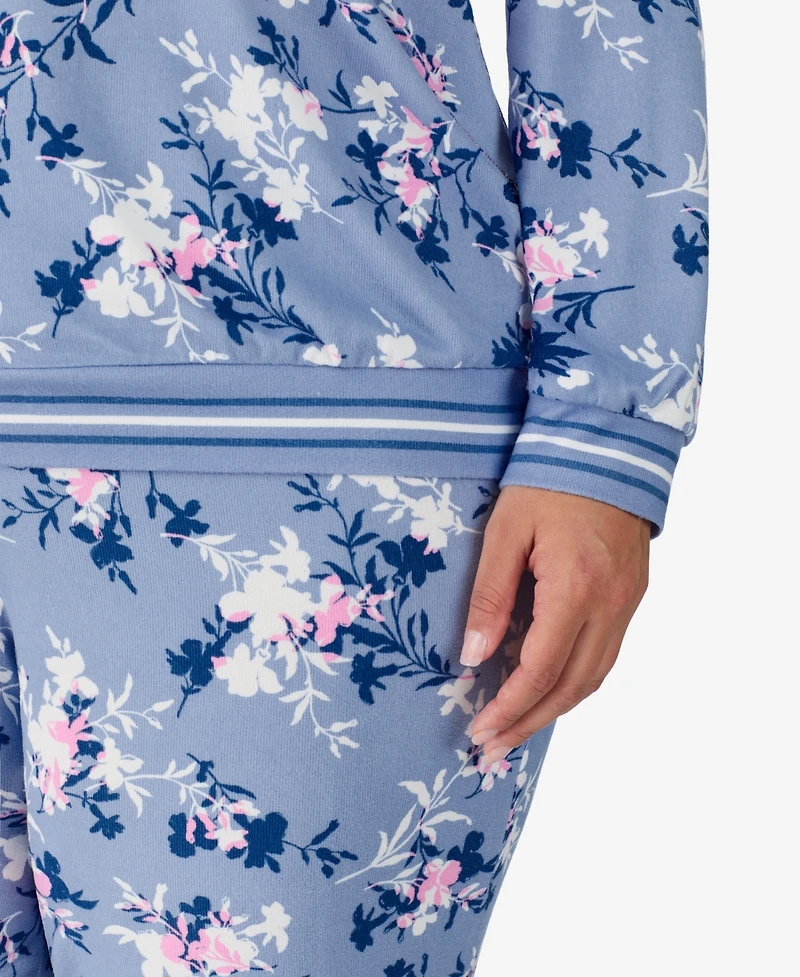 Ellen Tracy Plus 2-Piece Long Sleeve Top and Pants Pajama Set