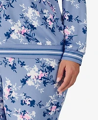 Ellen Tracy Plus 2-Piece Long Sleeve Top and Pants Pajama Set