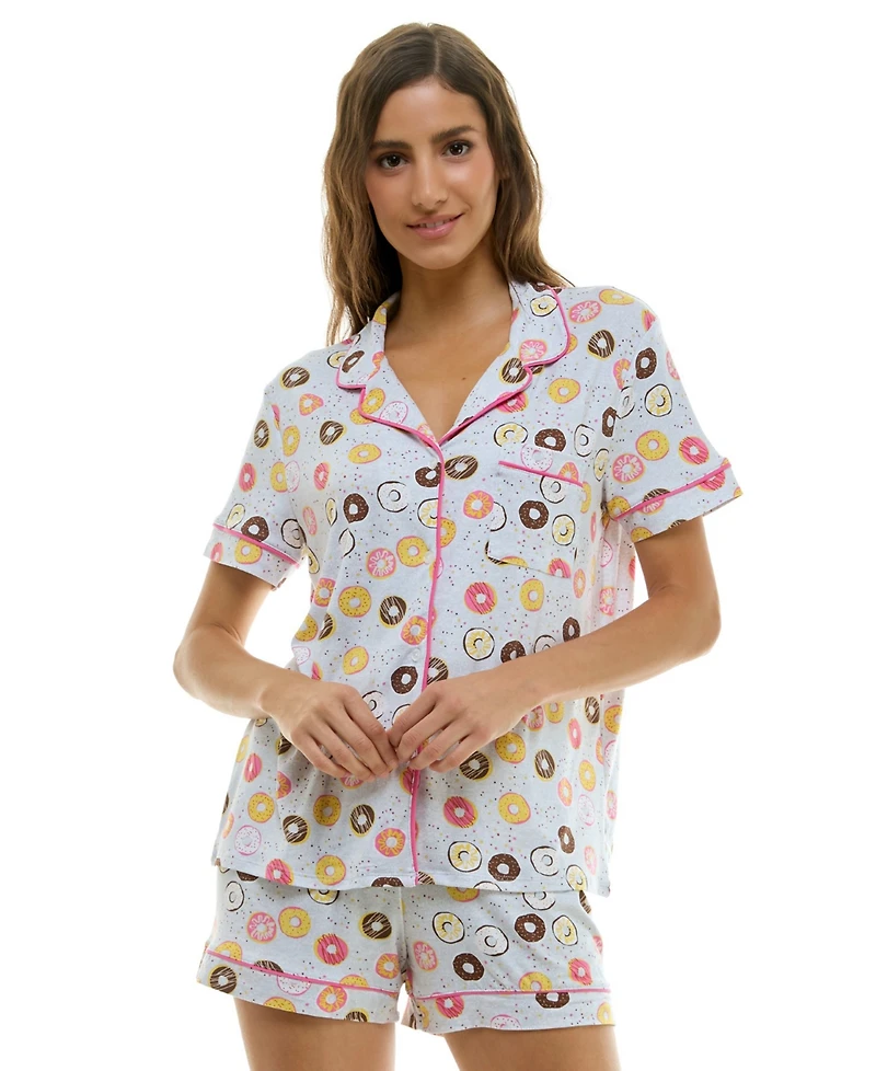 Derek Heart Women's Printed Top and Shorts Set