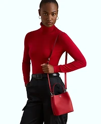 Lauren Ralph Lauren Crosshatch Leather Small Reese Bucket Bag