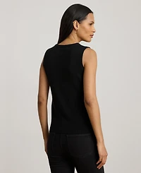 Lauren Ralph Women's Belting-Print Sleeveless Sweater Top