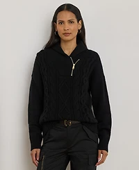 Lauren Ralph Women's Cable Shawl-Collar Quarter-Zip Sweater