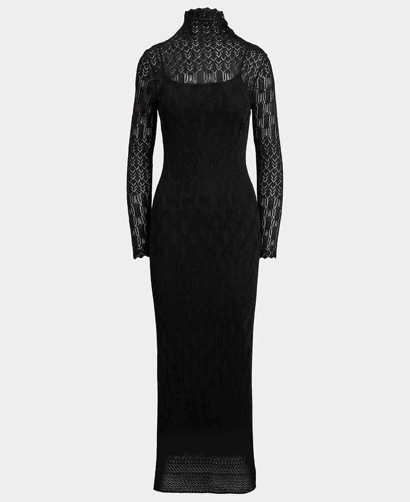 Lauren Ralph Women's Pointelle-Knit Turtleneck Sweater Dress