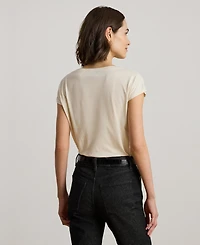 Lauren Ralph Women's Sequin Detail Boat Neck Jersey T-Shirt