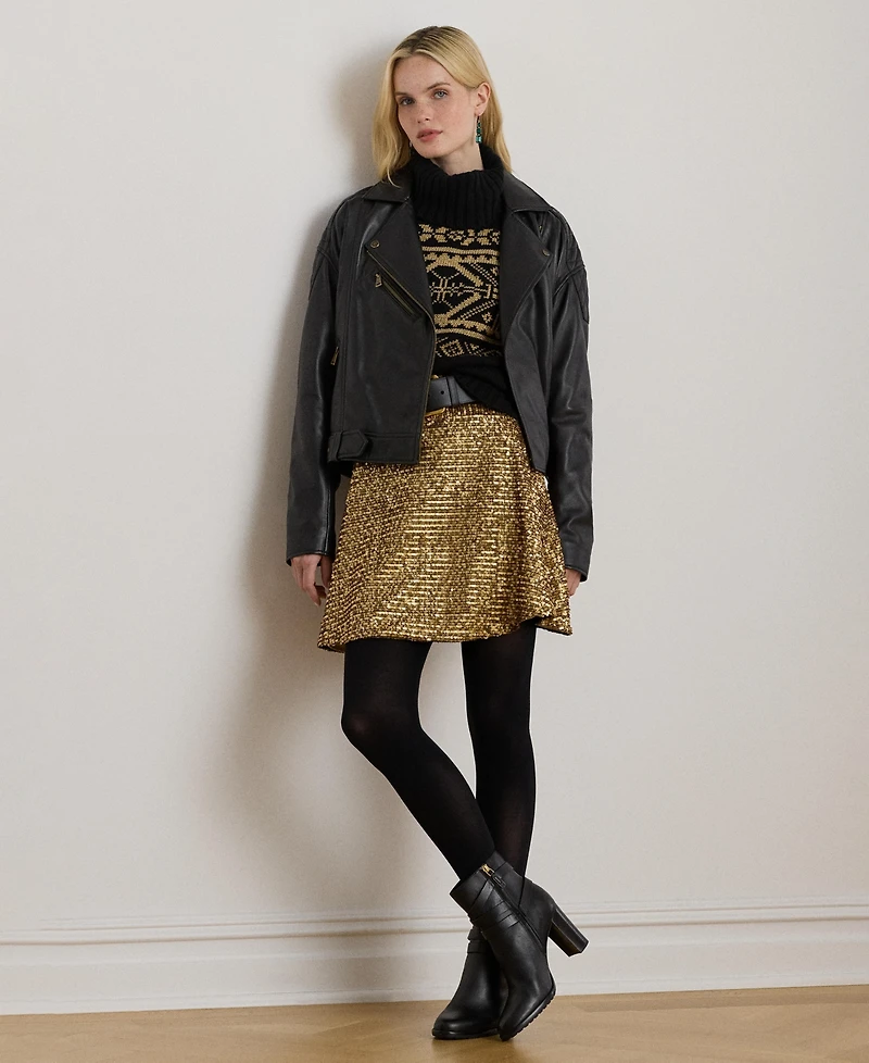 Lauren Ralph Women's Sequin Detail A-Line Skirt