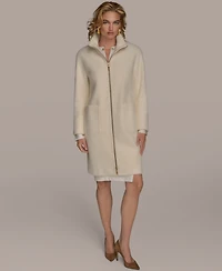 Donna Karan New York Women's Zip Front High Collared Coat