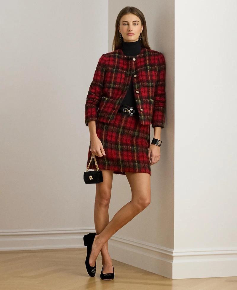 Lauren Ralph Women's Plaid Pencil Mini Skirt