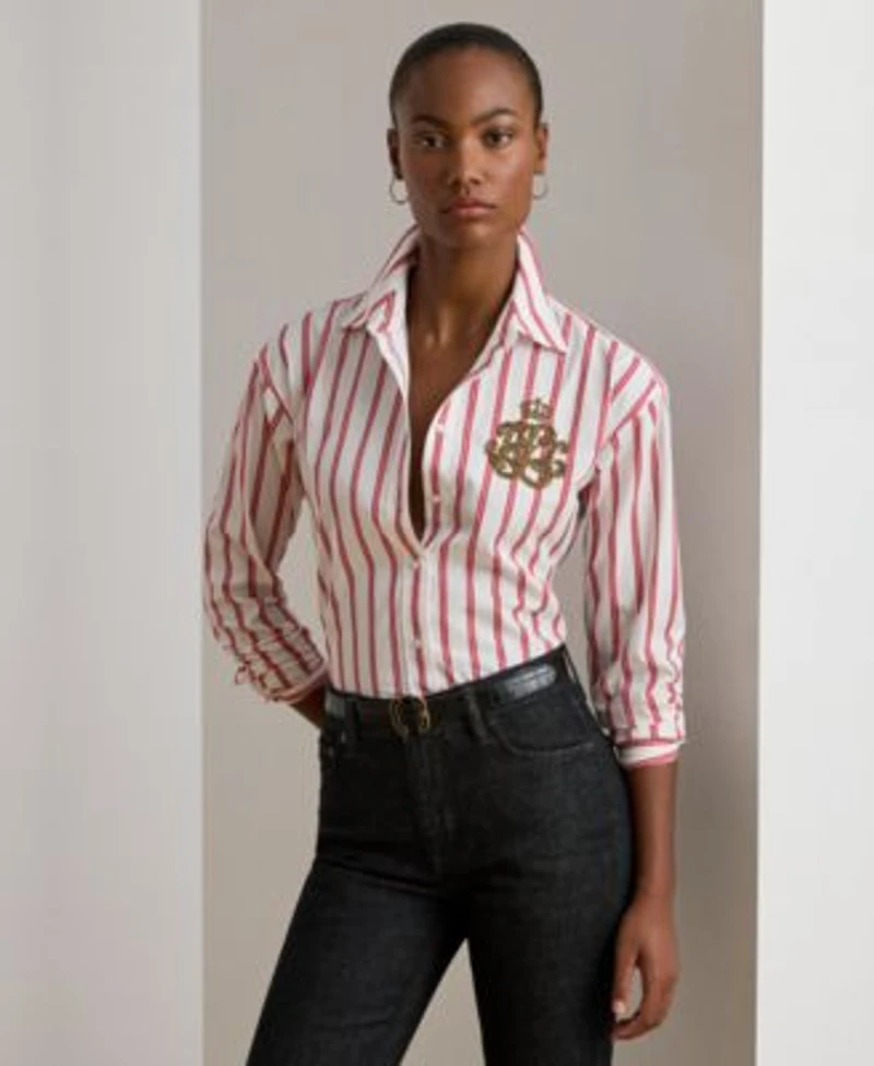 Lauren Ralph Lauren Womens Relaxed Fit Striped Shirt P Xs Xxl
