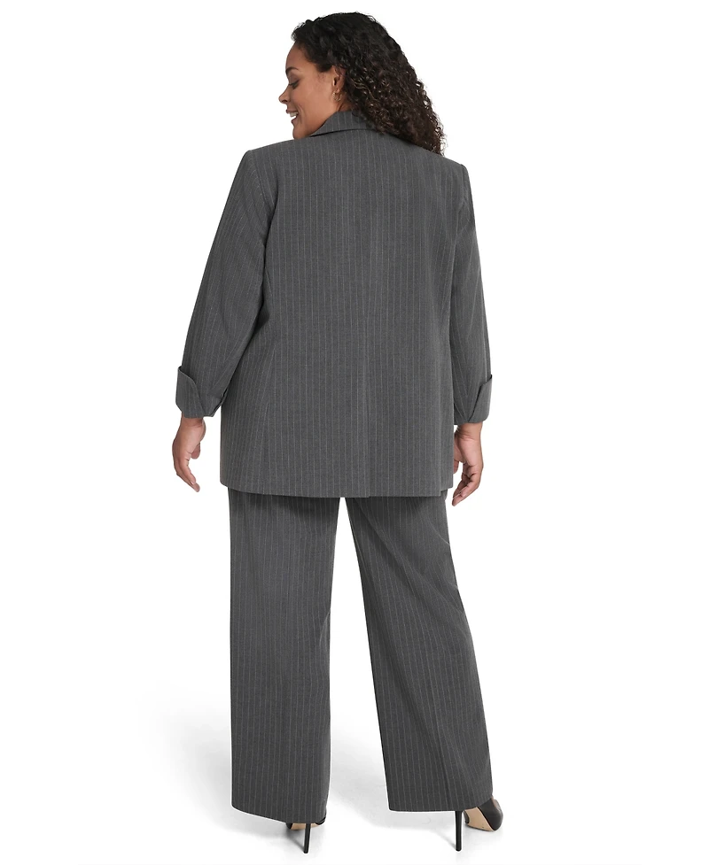 Calvin Klein Plus Pinstripe Long Sleeve Blazer