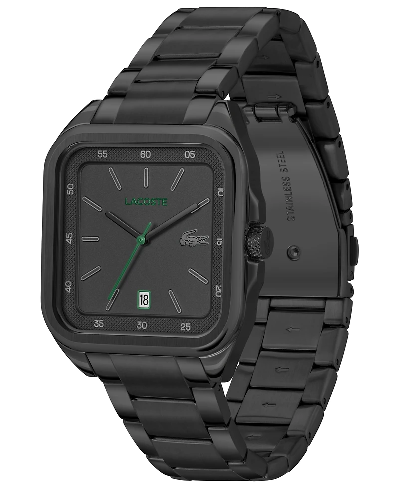 Lacoste Men's Ionic Plated Black Stainless Steel Bracelet Watch, 39mm