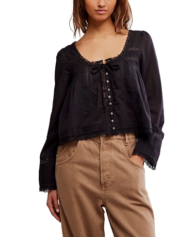 Free People Women's Embroidered Lace Shirt