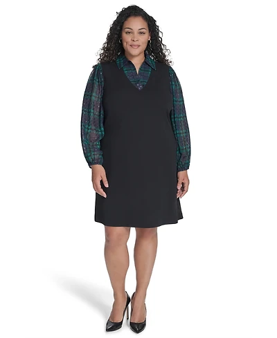 Tommy Hilfiger Plus Long Sleeve A-line Dress