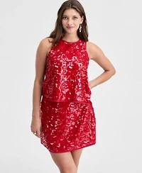 On 34th Womens Sequin Sleeveless Top Sequin Mini Skirt Macys Exclusive