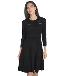 Jessica Howard Women's Textured Ottoman Fit and Flare Dress