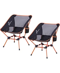 Sportneer Camping Chairs, Lightweight Outdoor Chairs with 2 Side Pockets & Storage Bag (2, Orange)