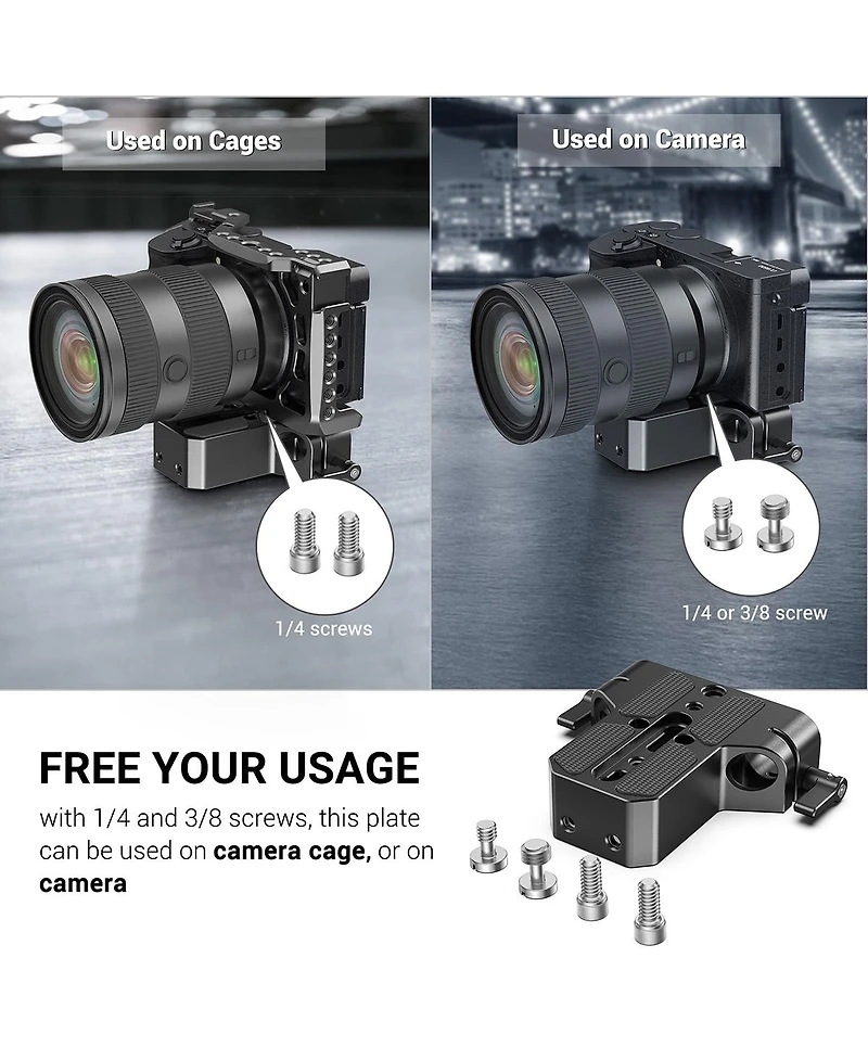 SmallRig Baseplate with Dual 15mm Rod Clamp - Bundle With SmallRig 15mm Black Aluminum Alloy Rod Pair, M12 Thread 12"
