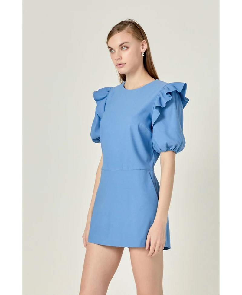 English Factory Women's Puff sleeve with Stretched Romper