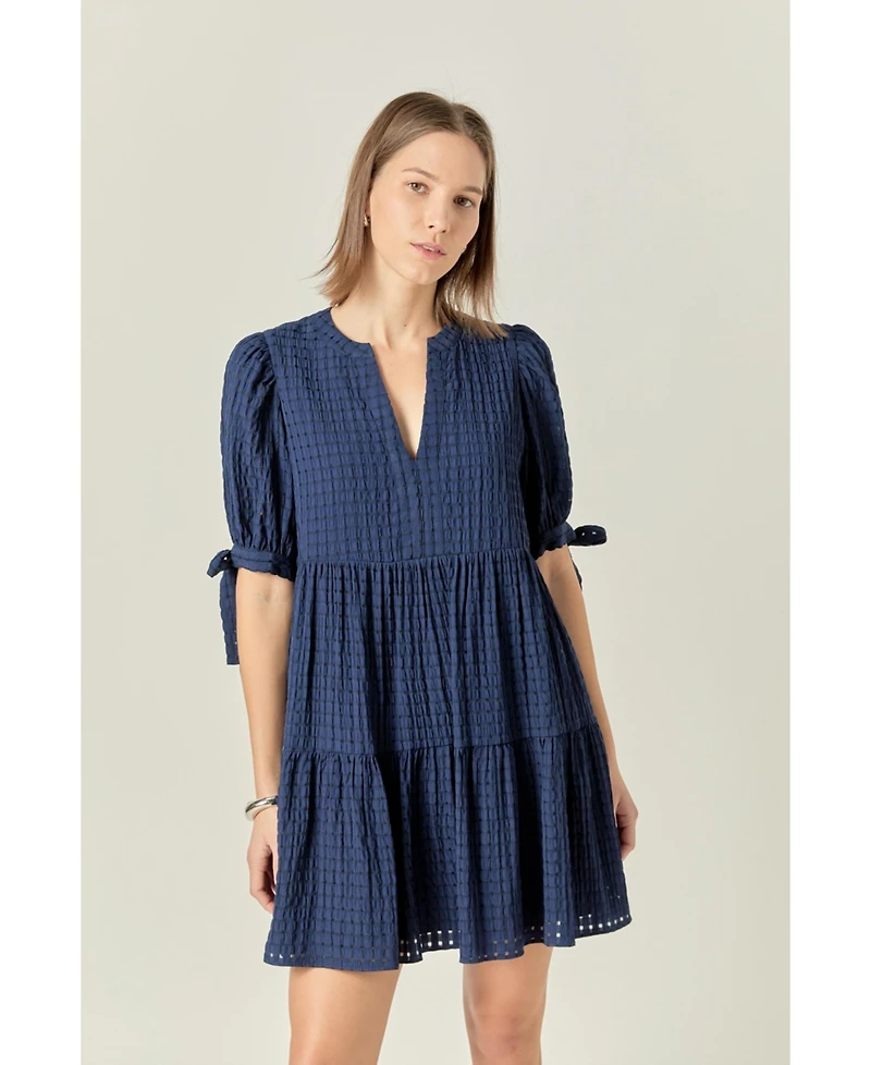 English Factory Women's Gingham Tiered Mini Dress
