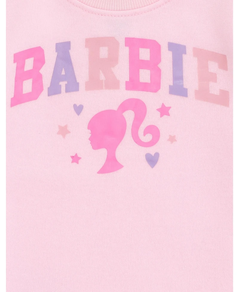 Barbie Girls Fleece Pullover Sweatshirt with Faux Fur Sleeves