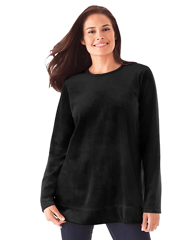 Woman Within Women's Plush Velour Tunic Sweatshirt