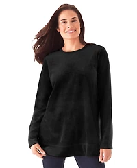 Woman Within Women's Plush Velour Tunic Sweatshirt