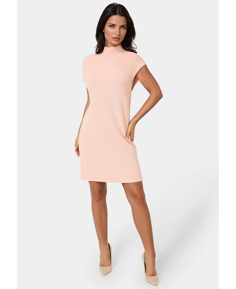 Bebe Long Sleeve Funnel Neck Sweater Mini Dress