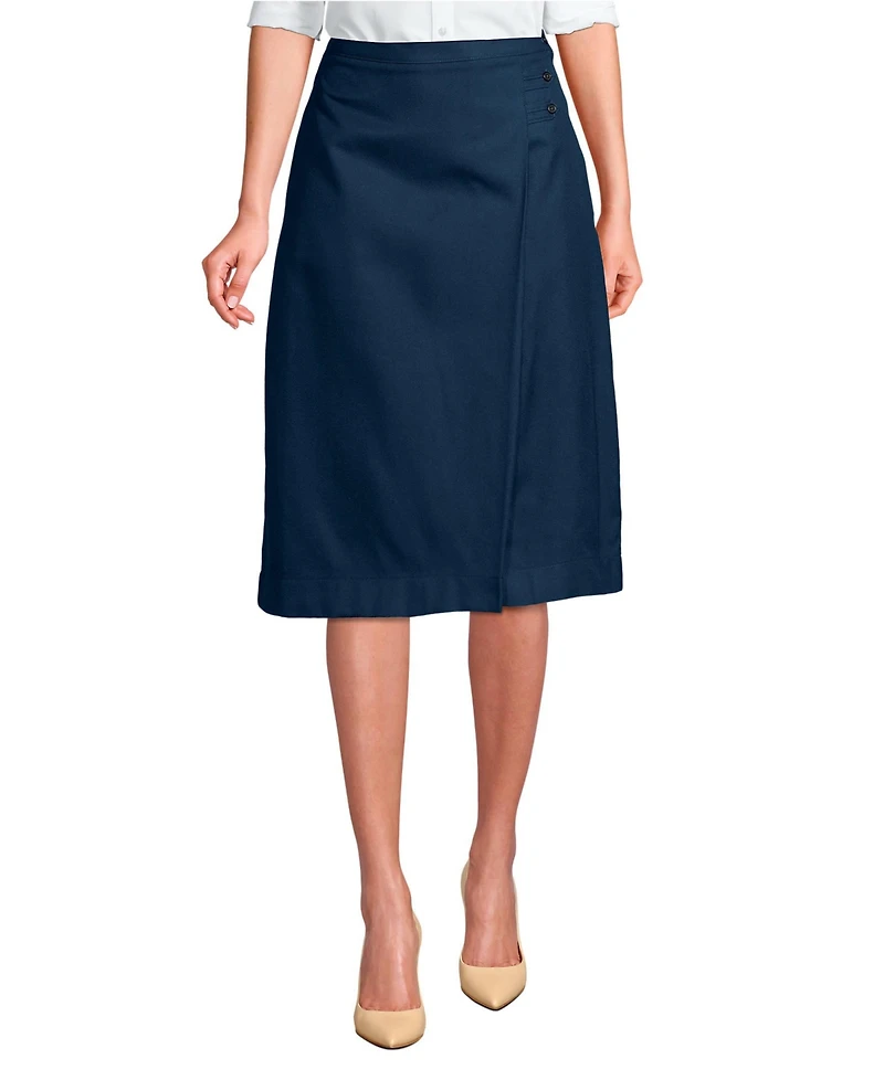 Lands' End Women's Solid A-line Skirt Below The Knee