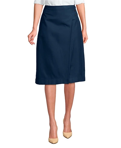 Lands' End Women's Solid A-line Skirt Below The Knee