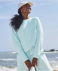 Lands' End Women's Relaxed Serious Sweats Long Sleeve Crewneck Sweatshirt