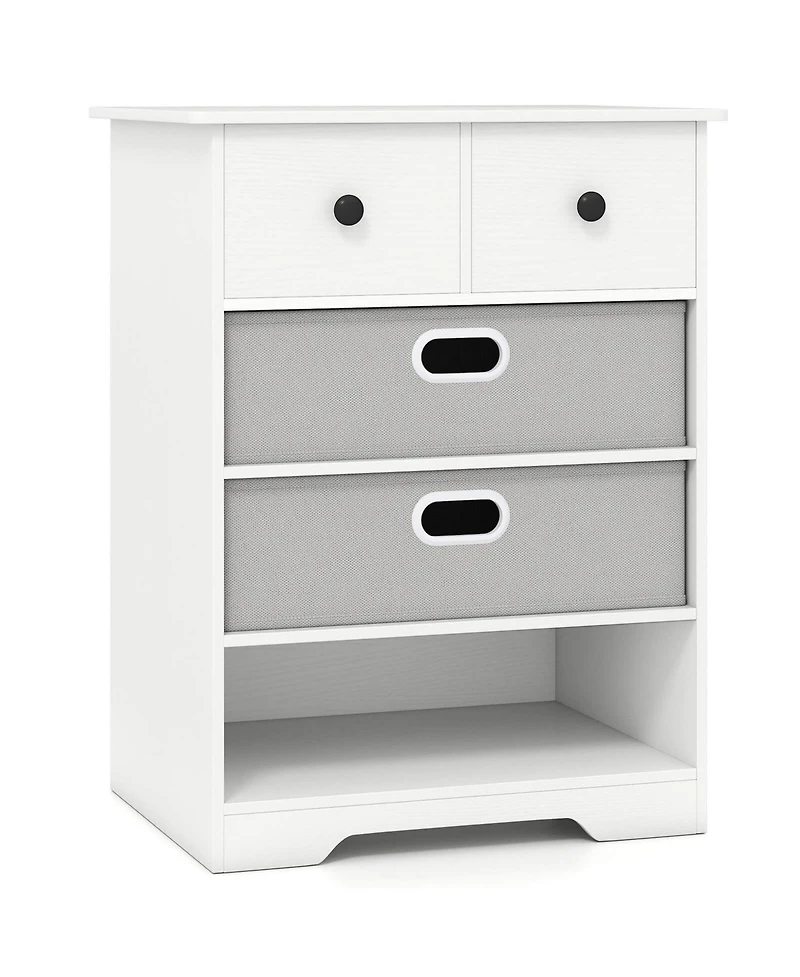 Costway 4-Drawer Dresser Modern Chest Storage Organizer with Open Shelves Anti-Tip Kits