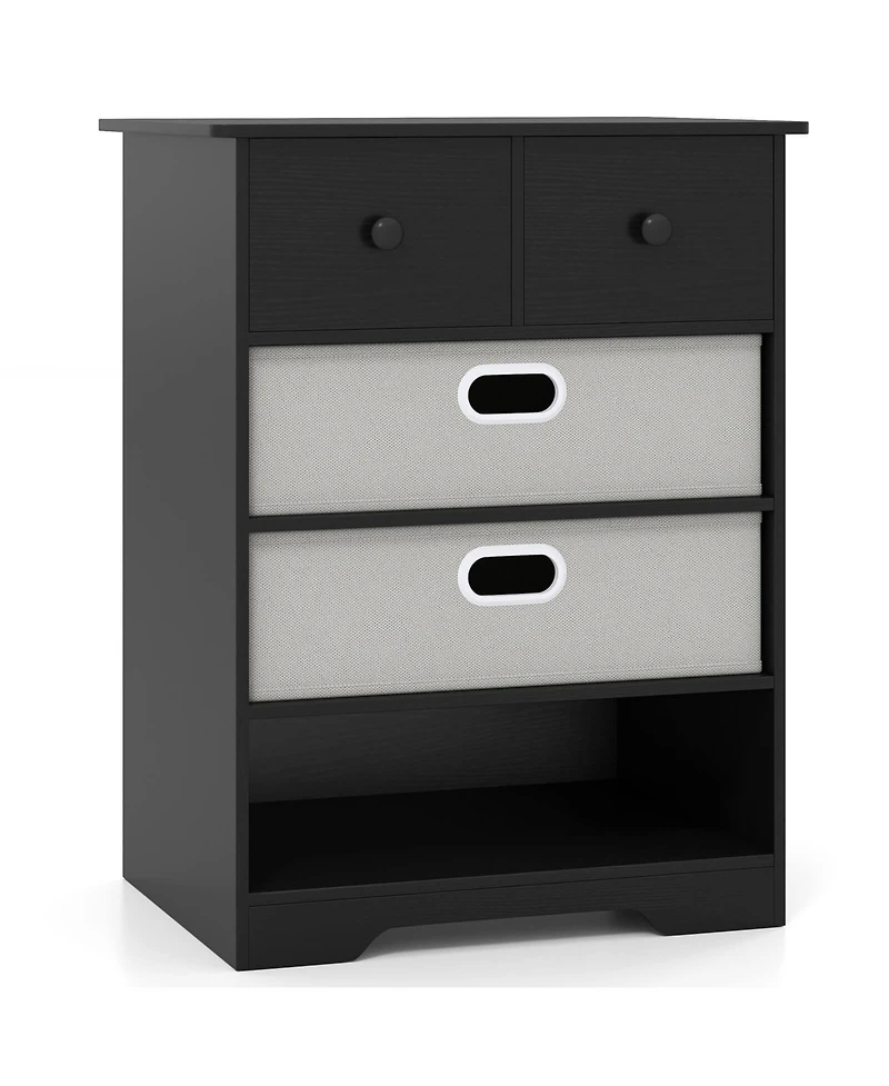 Costway 4-Drawer Dresser Modern Chest Storage Organizer with Open Shelves Anti-Tip Kits