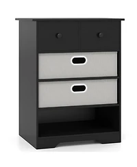 Costway 4-Drawer Dresser Modern Chest Storage Organizer with Open Shelves Anti-Tip Kits