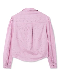 Lands' End Girls Long Sleeve Woven Hearts Top