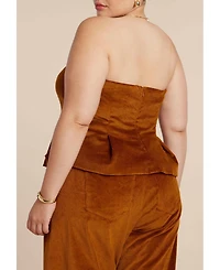 Eloquii Women's Plus Corduroy Peplum Bustier