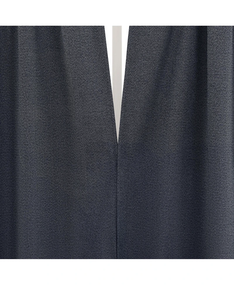 Sun Zero Parsons Herringbone Magnetic Closure 100% Blackout Rod Pocket Curtain Panel Pair