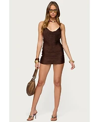 Edikted Womens Soyana Fringed Backless Mini Dress