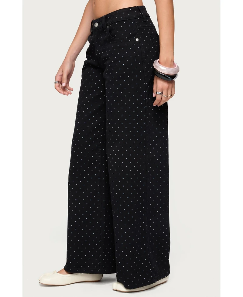 Edikted Women's Misha Polka Dot Baggy Low Jeans