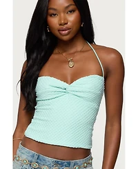 Edikted Women's Zoee Twisted Textured Halter Top