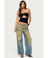 Edikted Women's Textured Knit Strapless Cutout Top