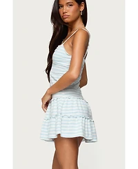 Edikted Women's Tiered Ruffle Striped Mini Dress