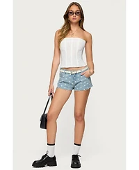 Edikted Women's Josie Polka Dot Denim Shorts